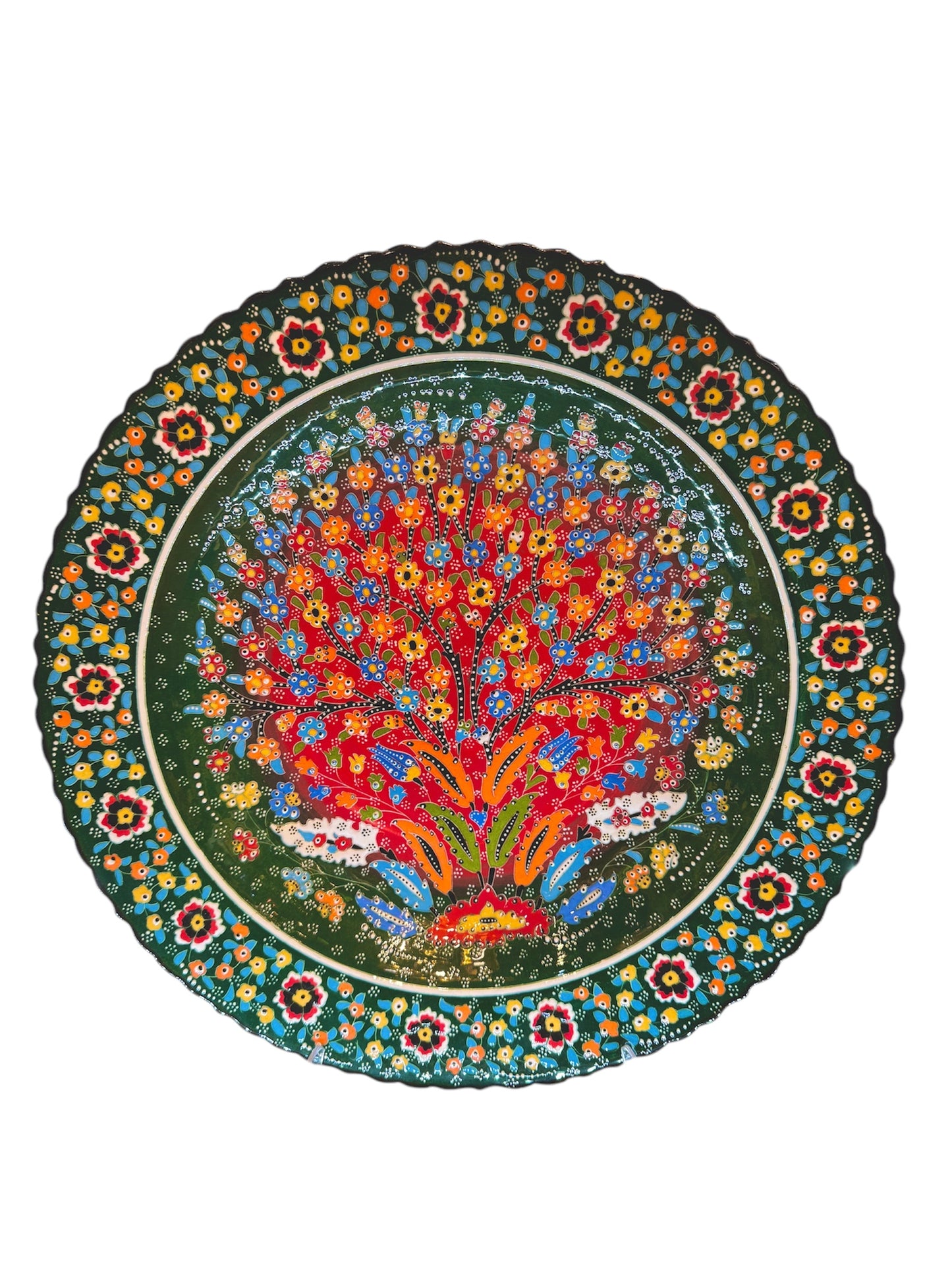 16 Inch | Green & Orange Tree of Life Plate