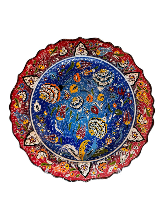 12 Inch | Red & Blue Ottoman Floral Plate