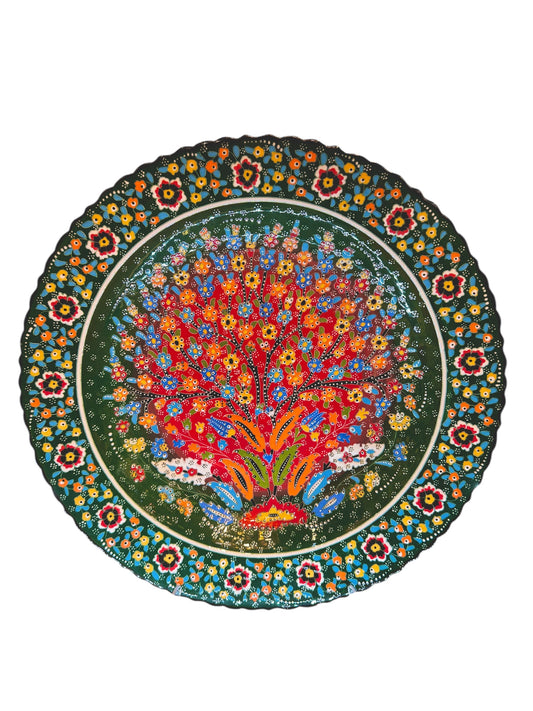 16 Inch | Green & Orange Tree of Life Plate